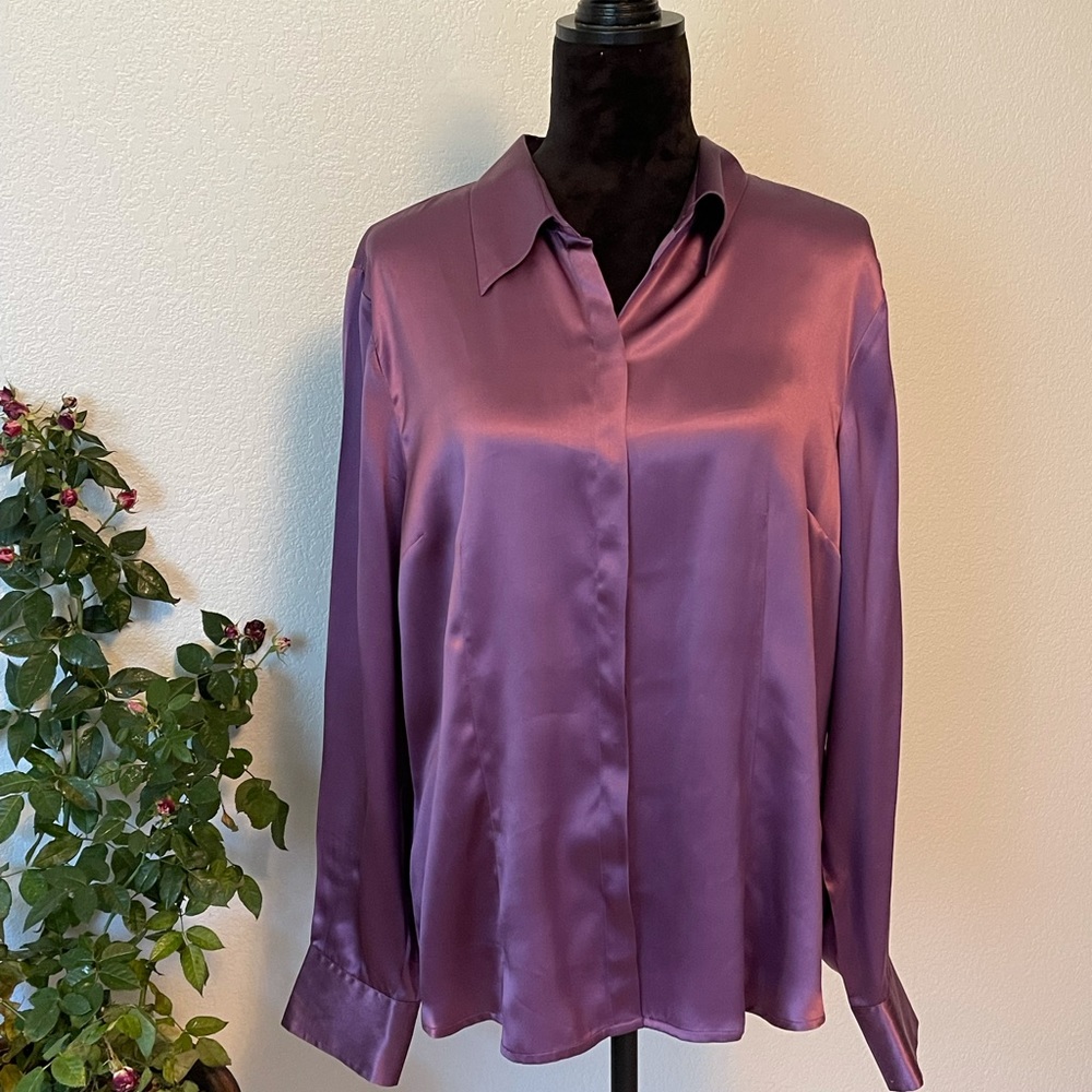 Beautiful Lilac 100% Silk Blouse Size 18